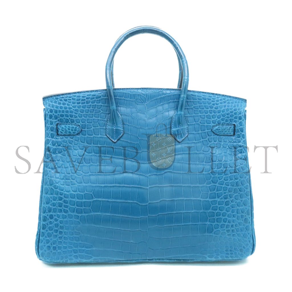 HERMÈS MASTER BIRKIN 25 CROCODILE LEATHER NILE BLUE GOLD BUCKLE H041354CK39 (25*20*13cm)